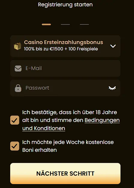 GoldSpin Registrierung